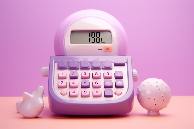 Foto qué calculadora púrpura.