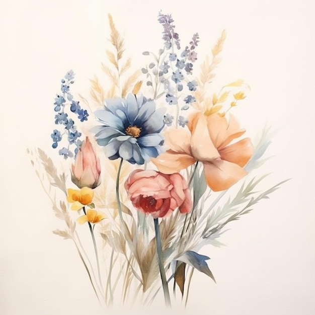 Qué color hermosa flor ilustrada pintura arte