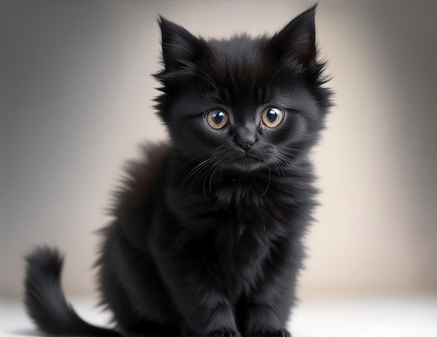 Qué gatito negro y hermoso.