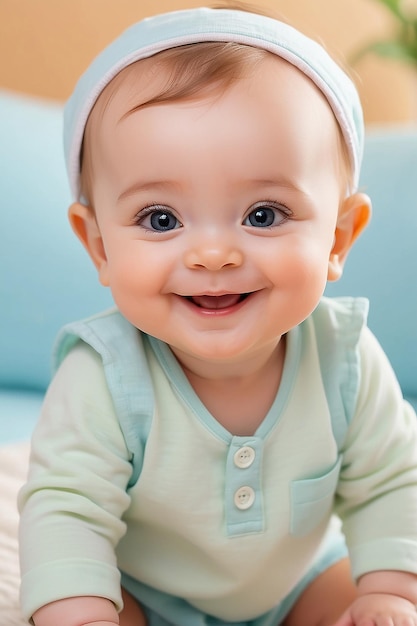 Qué hermoso, sonriente y lindo bebé.