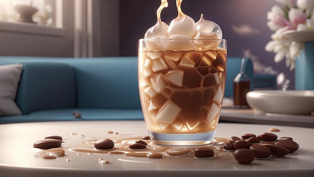 Que tal um café gelado de elegância refrigerada numa tela em branco?