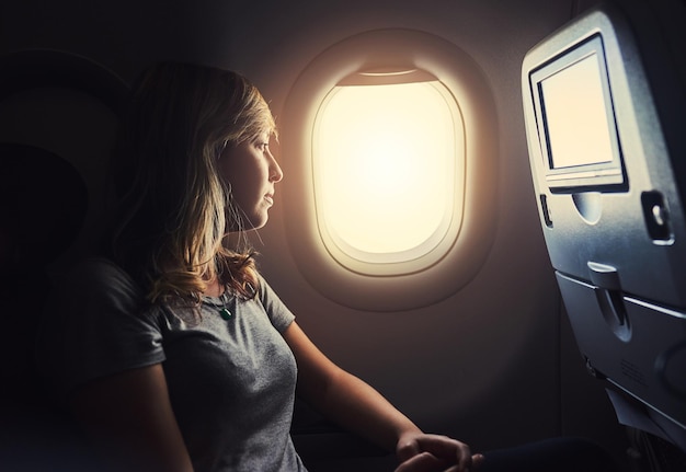 Qué vista Toma de un joven en un avión