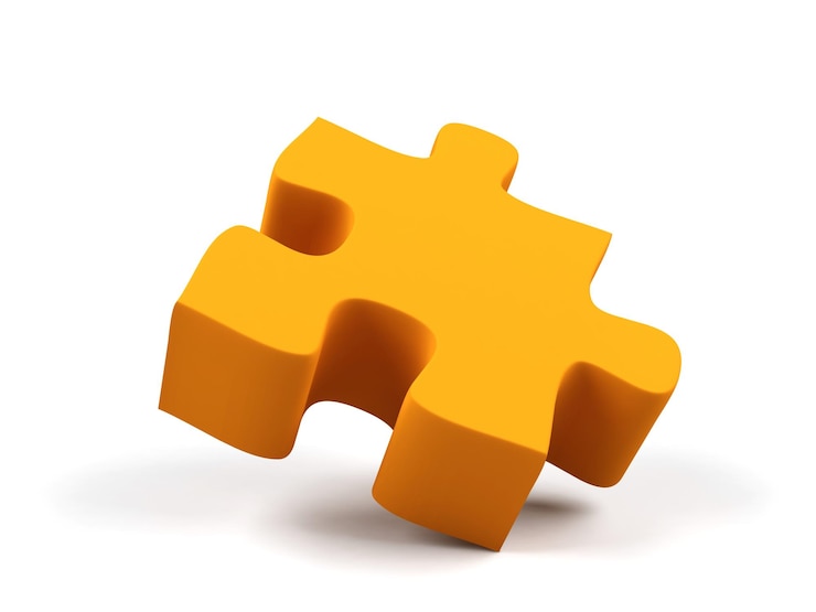 Foto quebra-cabeça laranja isolada em fundo branco imagem 3d