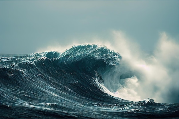 Quebrando onda na costa do oceano para surfar