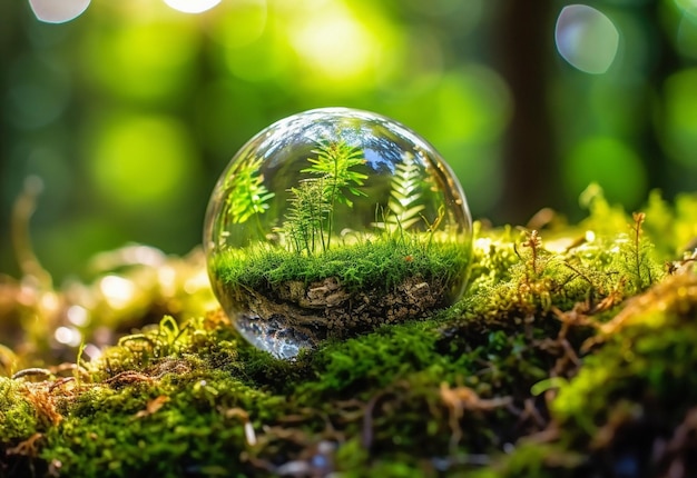 Queda de água em close-up e crescimento verde nas florestas e na natureza para a sustentabilidade gerada