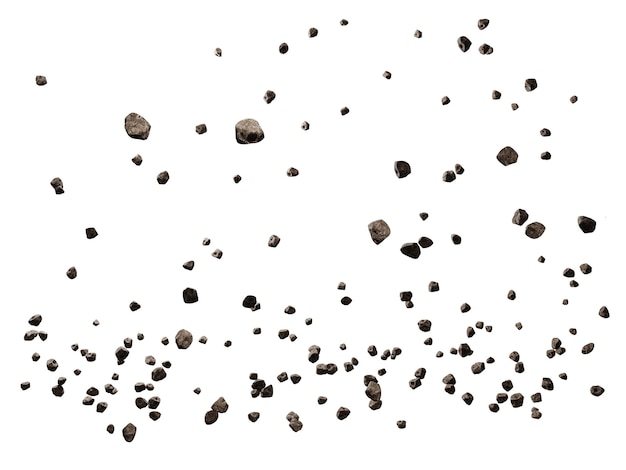 Queda de rochas isoladas na ilustração de renderização 3d de fundo branco