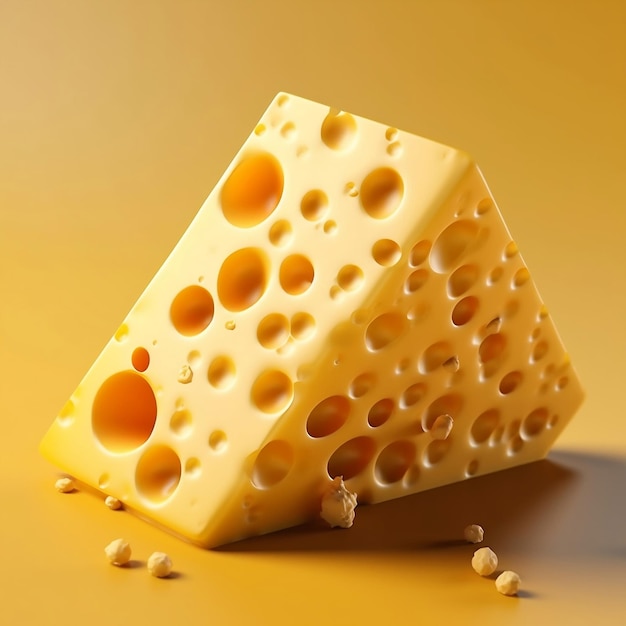 Queijo amarelo duro com fundo em IA generativa de coleta de queijo