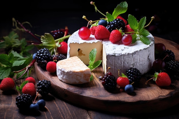 Queijo camembert com frutas frescas