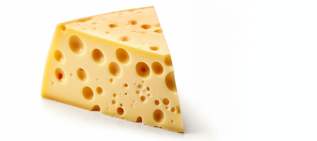 queijo com buracos sobre um fundo branco IA generativa