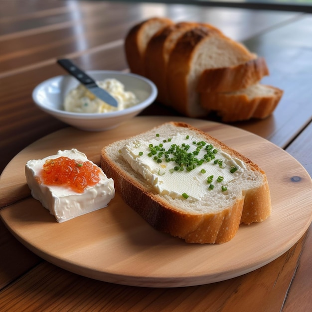 Queijo cottage com salsa e tomates em prato branco em uma mesa de madeira