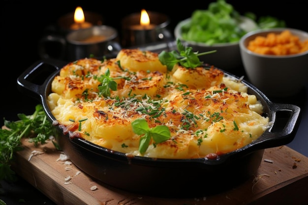 Queijo de macarrão clássico com Gruyere Imagem de fotografia de queijo de macaroni americano