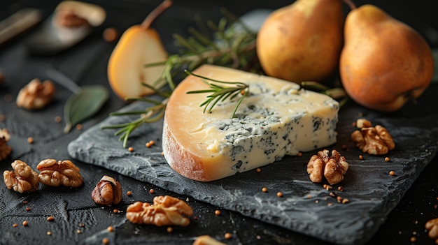 Queijo gorgonzola gourmet combinado com pêra e noz