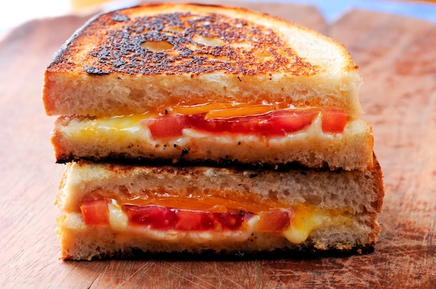 Queijo grelhado clássico com sanduíches de tomate