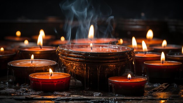 queimando velas na igreja