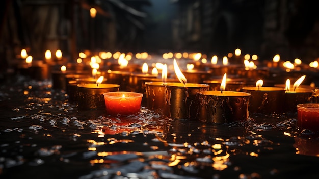 queimando velas na igreja