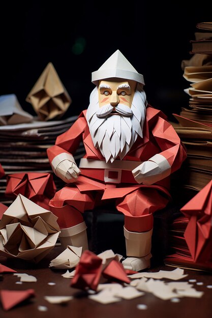 Foto querido papá noel y el origami de navidad