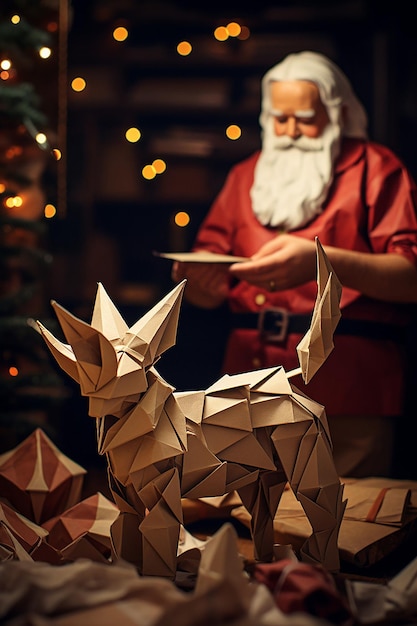 Foto querido papai noel e origami de natal