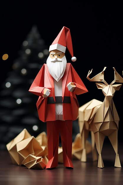 Foto querido papai noel e origami de natal