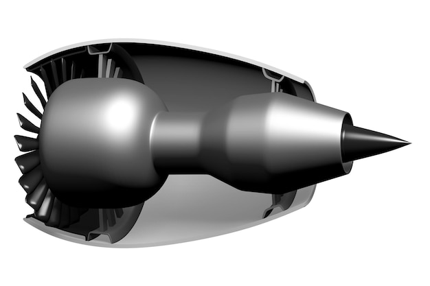 Foto querschnitt des düsentriebwerks isoliert auf weißem hintergrund
