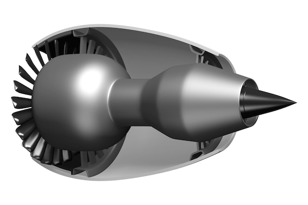 Querschnitt des Düsentriebwerks isoliert auf weißem Hintergrund