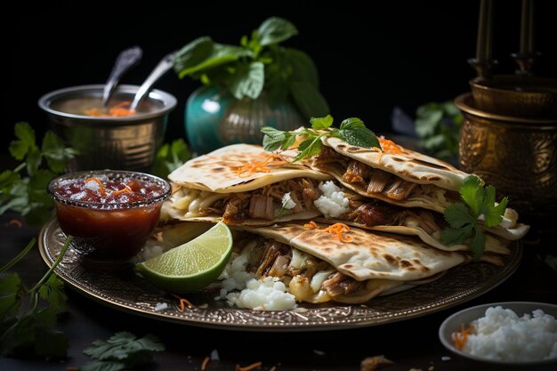 Quesadilla de cerdo de Kalua hawaiano