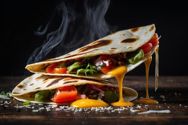 Foto quesadilla con un efecto de lapso de tiempo