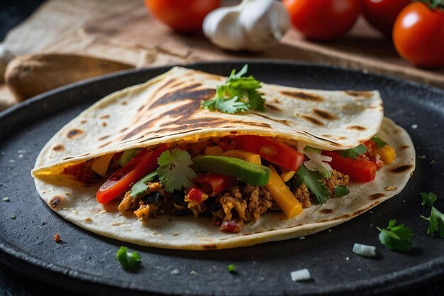 Foto quesadilla con un efecto de lapso de tiempo