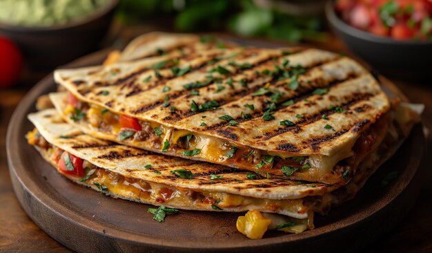 Quesadilla mexicana con queso de pollo y verduras