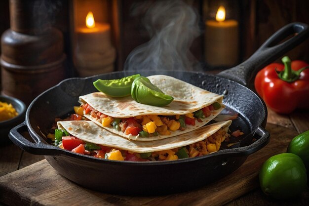 Quesadilla mit einem Vintage-Castiron