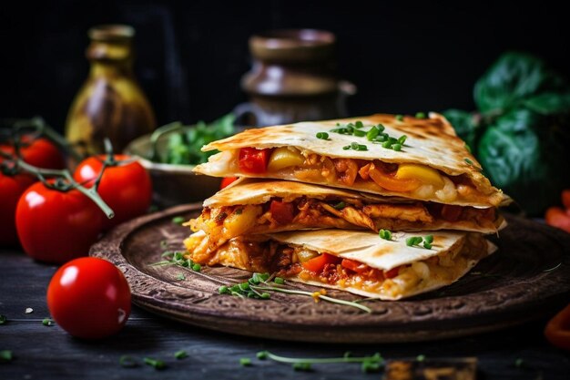 Quesadilla de pollo de paella española