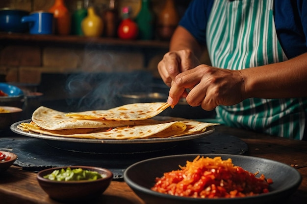 Quesadilla preparándose en un tren