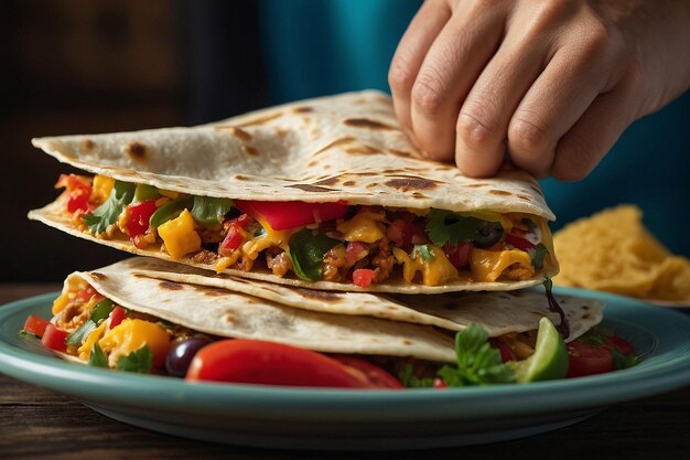 Foto quesadilla con un pres en forma de corazón