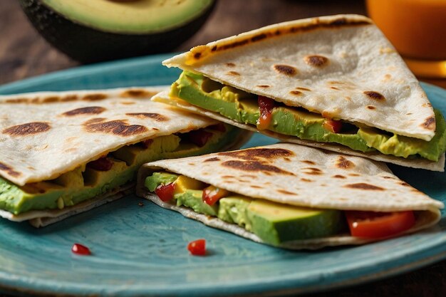 Quesadilla con rebanadas de aguacate