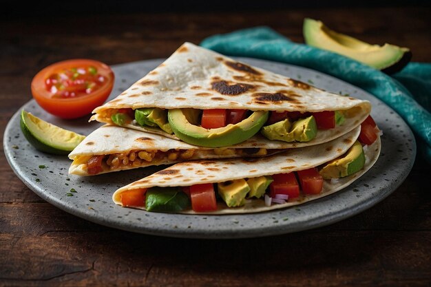 Quesadilla con rebanadas de aguacate