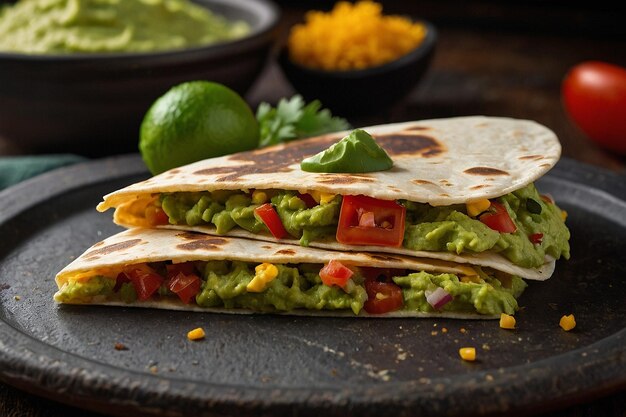 Foto quesadilla servida con guacamole