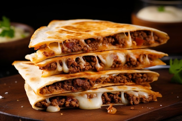 Quesadillas con carne molida bien sazonada