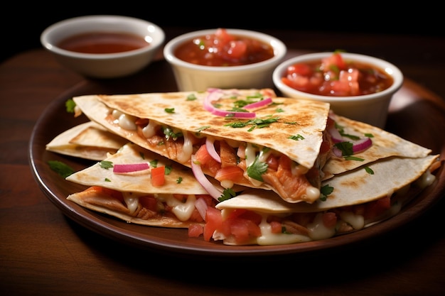 Foto quesadillas de frango chipotle picante com pico de gallo