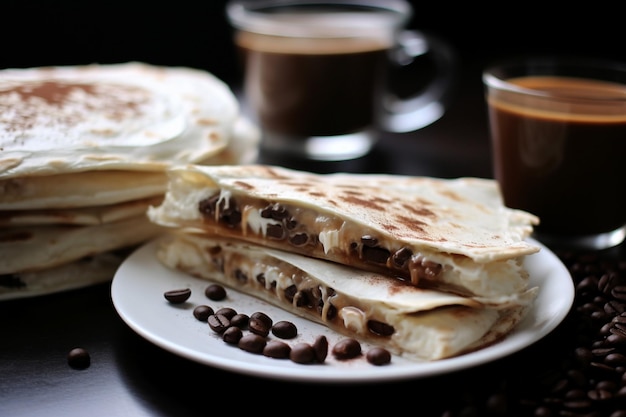 Quesadillas de queijo flutuante de café gelado vietnamita