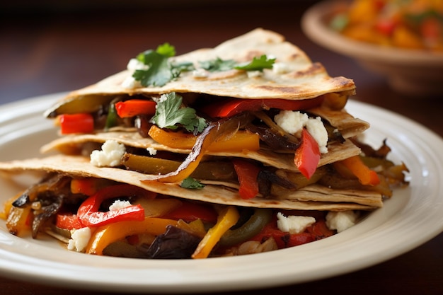 Quesadillas de vegetais grelhados com queijo de cabra