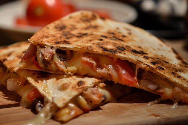 Quesadillas mexicanas ao lado.