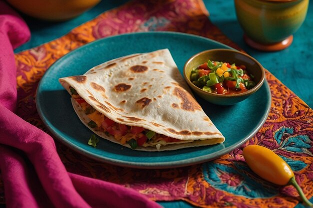 Quesadillas servidas en una tabla de madera