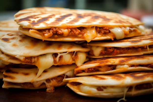 Quesadillas, tortilhas grelhadas cheias de queijo e mais.