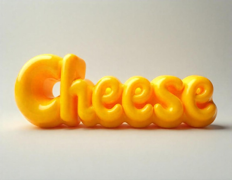 Foto queso amarillo en negrita 3d