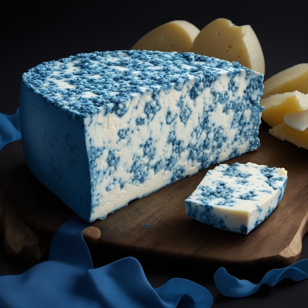 Foto queso azul como el roquefort con su textura cremosa y sabor intenso