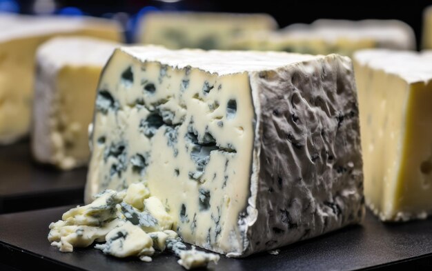 Queso azul gorgonzola en el fondo del mercado ai generado