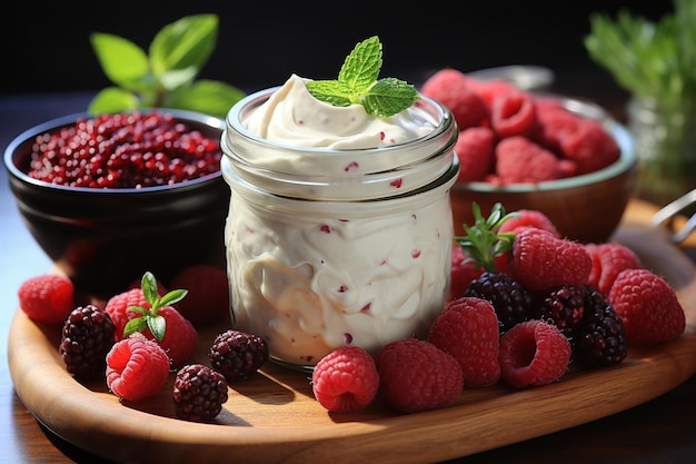 Queso con crema de frambuesa