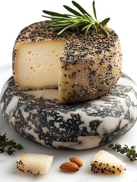 El queso encima del bloque de mármol es un ingrediente ideal para un plato gourmet