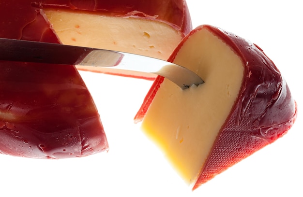 Queso gouda holandés edam cubierto de cera redonda