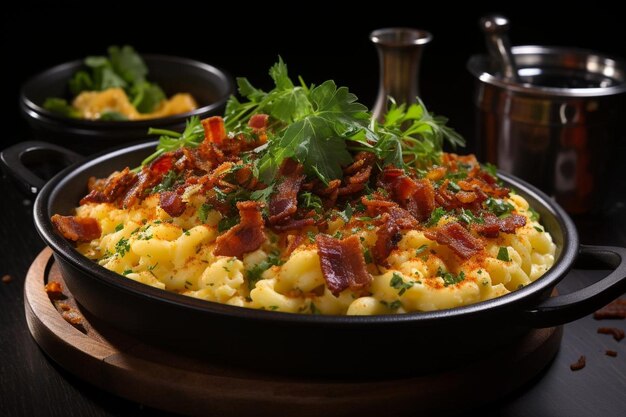 Queso de macarrón gourmet con migajas de tocino fotografía de imágenes de queso de macaroni americano