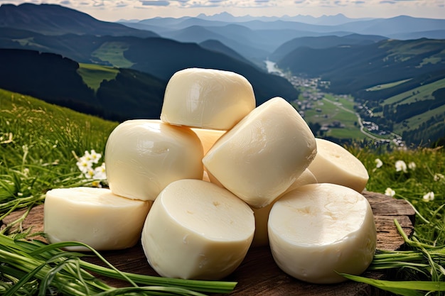 Queso de mozzarella ahumado Burrata italiana tradicional bocadillo de montaña eslovaco Producto de leche de oveja